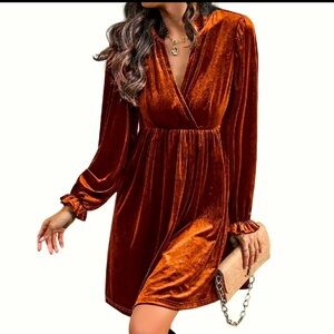 NWT Velvet Surplice Neck Relax Fit Mini Dress